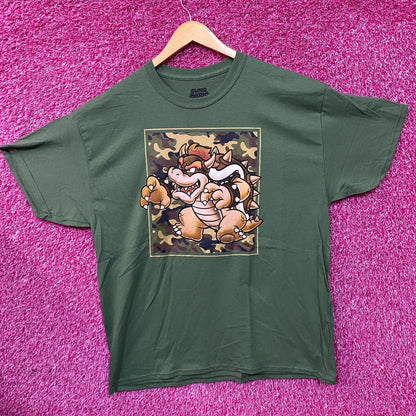 Nintendo Super Mario Bowser Camo Design Green T-Shirt XL
