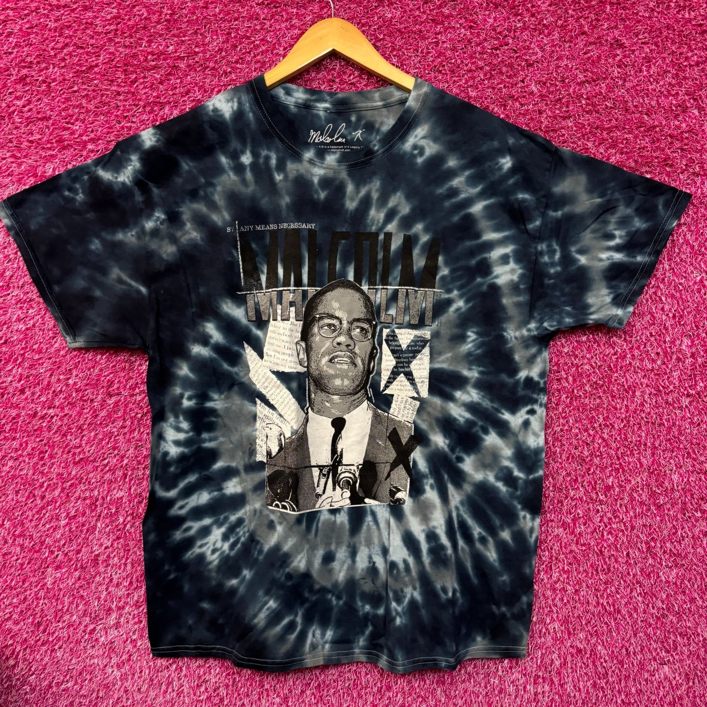 Malcom X By Any Means Necessary Tie dye Tshirt size Xl