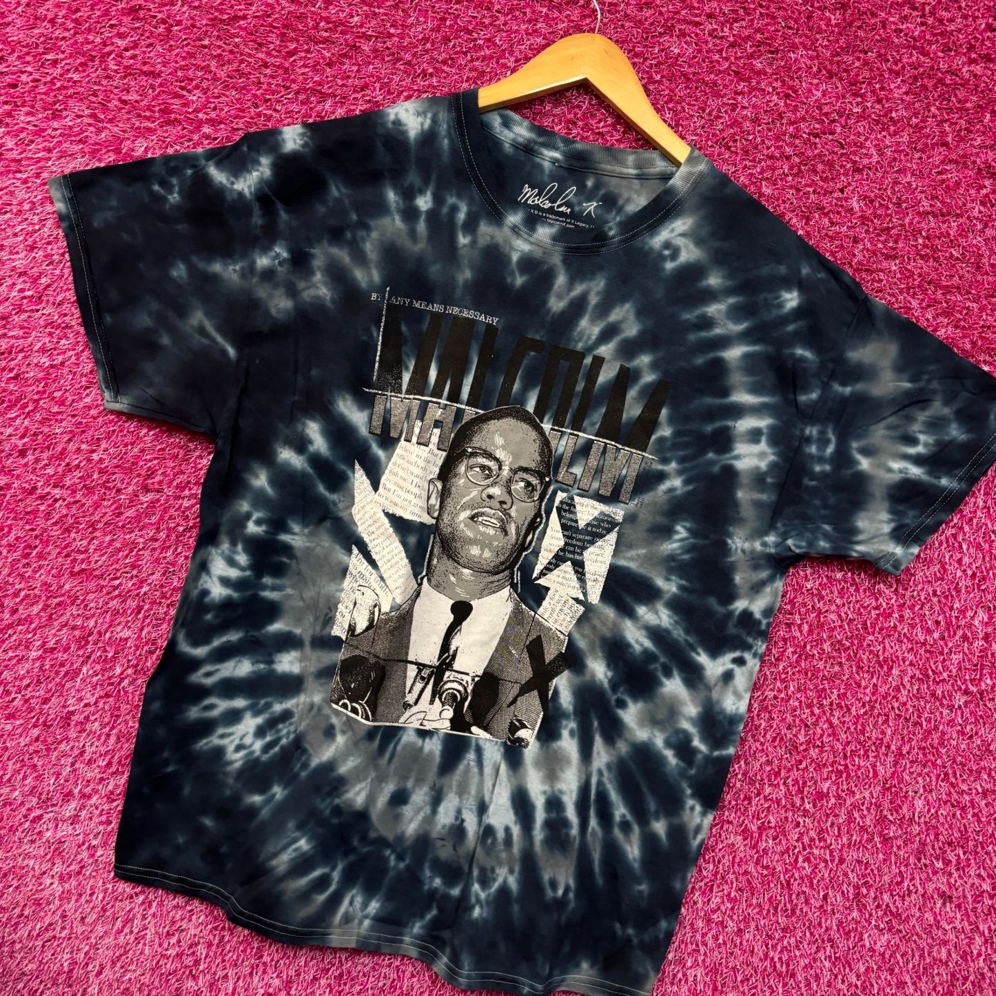 Malcom X By Any Means Necessary Tie dye Tshirt size Xl