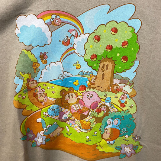 Kirby Pupupu Picnic Natural Ground Print T-Shirt Size XL