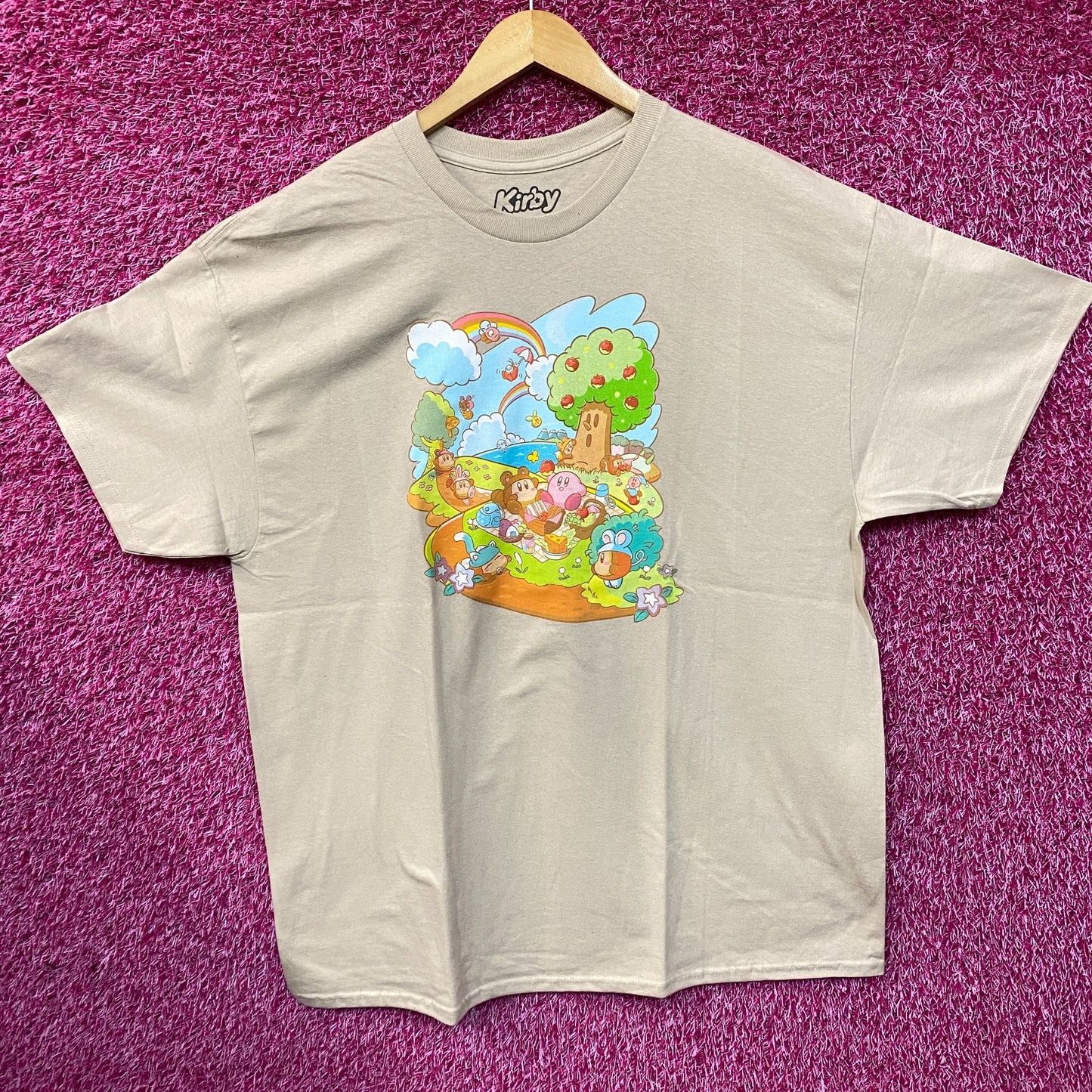 Kirby Pupupu Picnic Natural Ground Print T-Shirt Size XL
