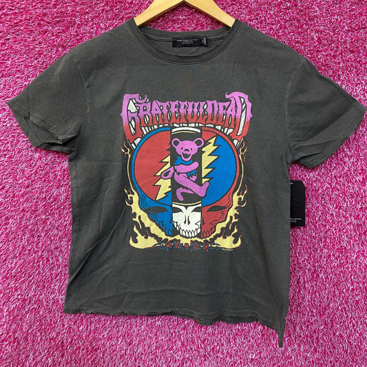 Junk Food Clothing Grateful Dead Dancing Bear & Skull Crop Top Extra Small