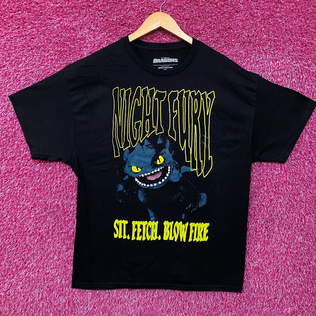 Dreamworks Dragons Toothless Sit Fetch Blow Fire Graphic T-shirt XL