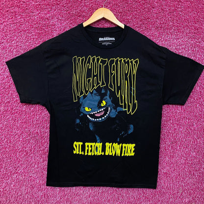 Dreamworks Dragons Toothless Sit Fetch Blow Fire Graphic T-shirt XL