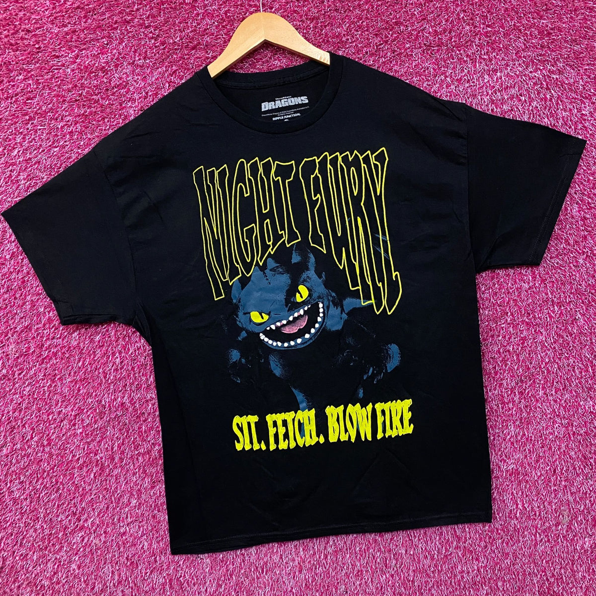 Dreamworks Dragons Toothless Sit Fetch Blow Fire Graphic T-shirt XL