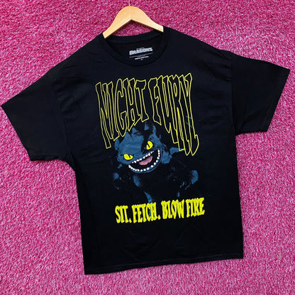 Dreamworks Dragons Toothless Sit Fetch Blow Fire Graphic T-shirt XL