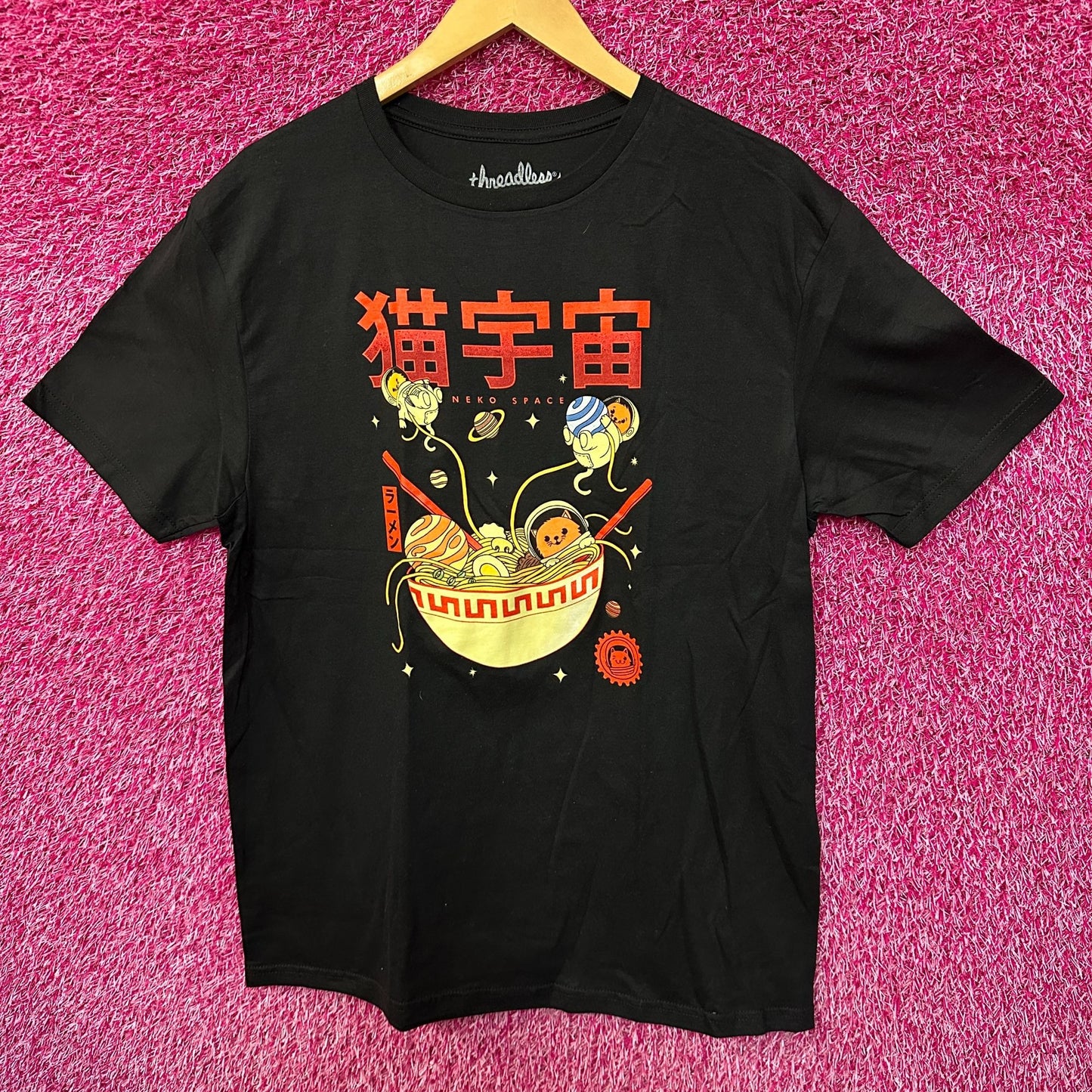 Neko Space Ramen Cats Threadless Pop Art Kawaii Anime Tee L