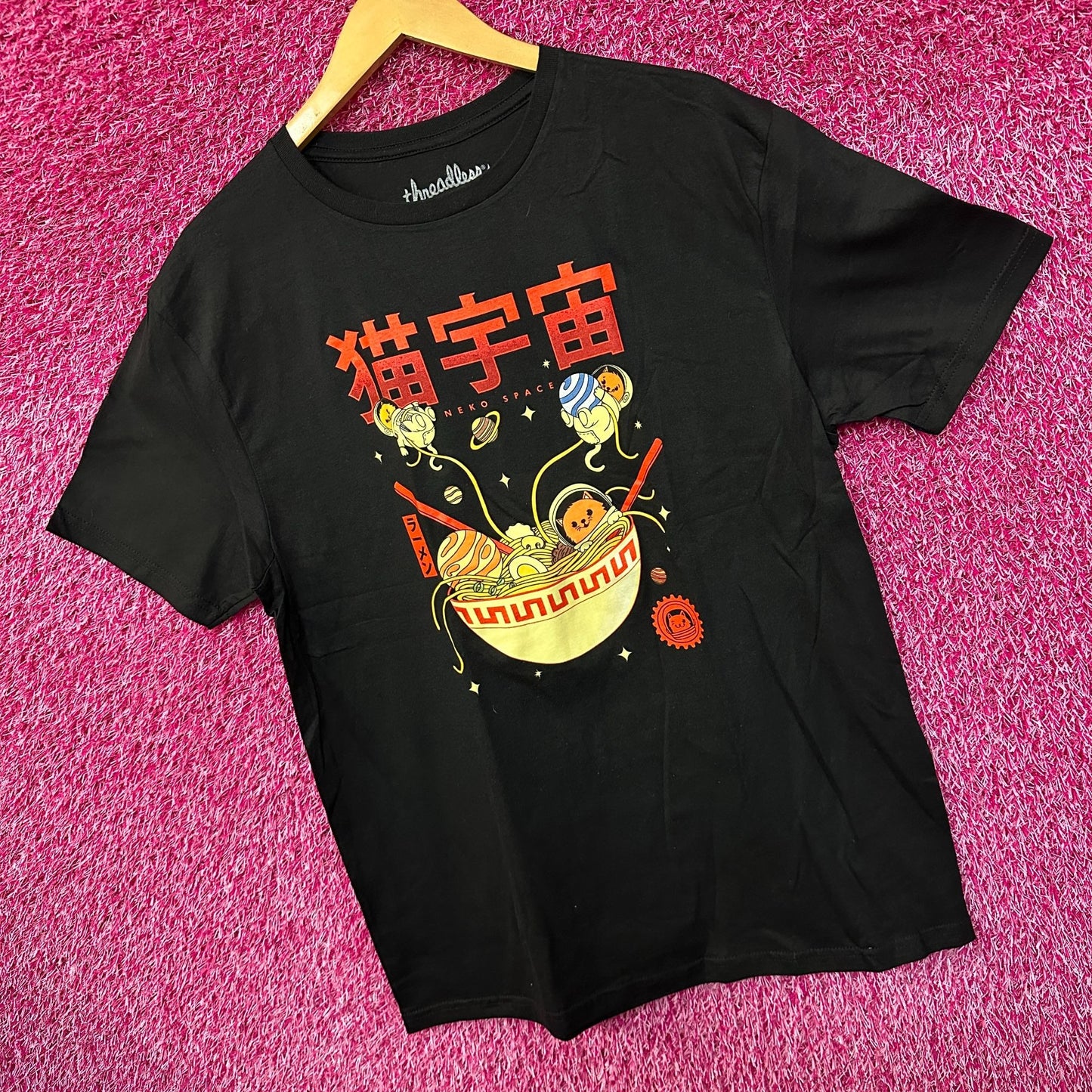 Neko Space Ramen Cats Threadless Pop Art Kawaii Anime Tee L