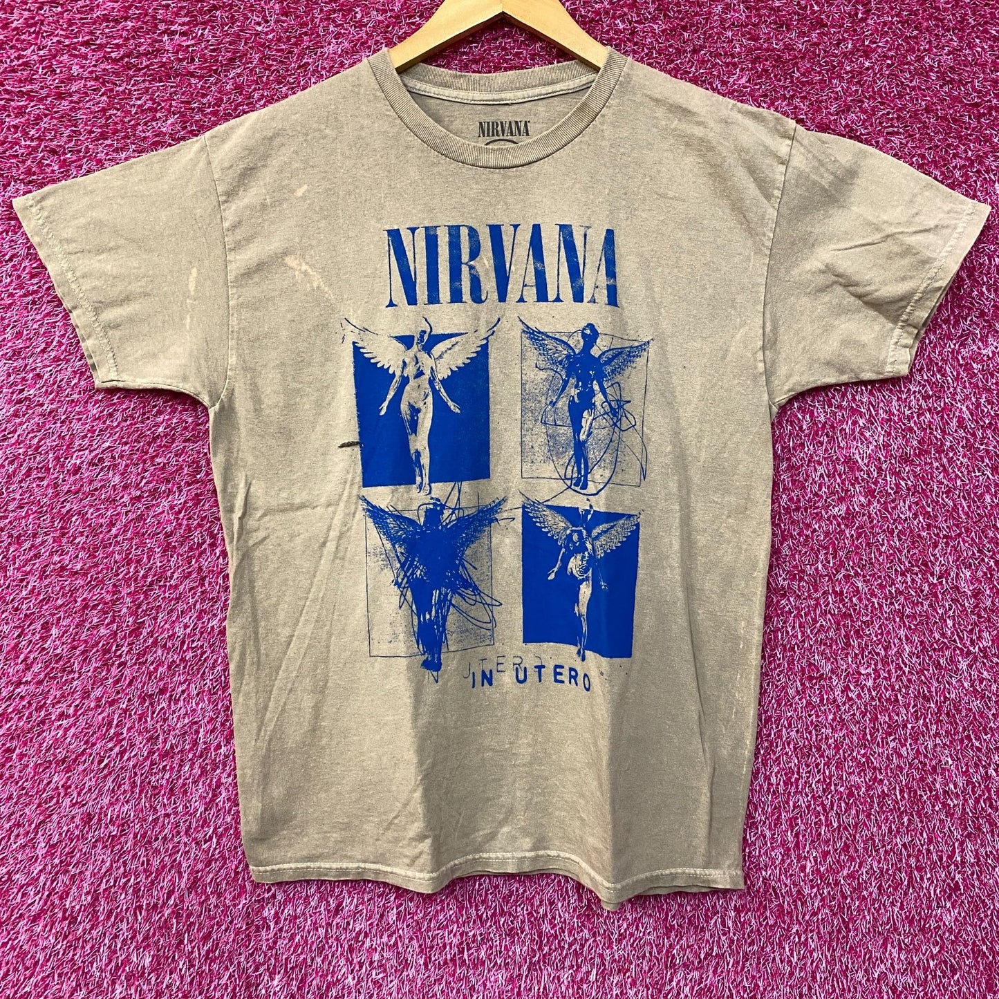 Nirvana In Utero Album Cover Pop Art Angel Grunge Band Tee Large