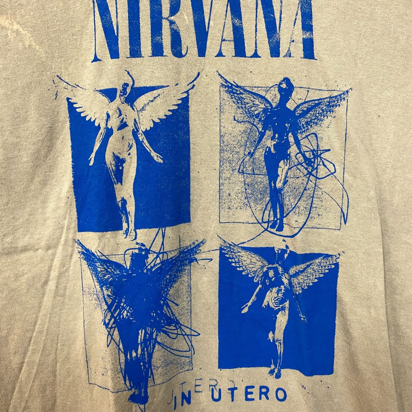 Nirvana In Utero Album Cover Pop Art Angel Grunge Band Tee Large