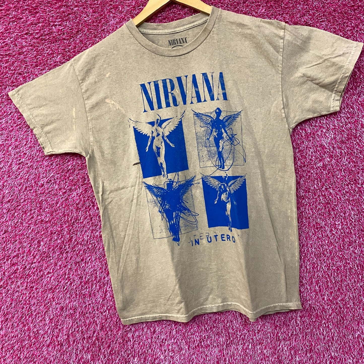 Nirvana In Utero Album Cover Pop Art Angel Grunge Band Tee Large