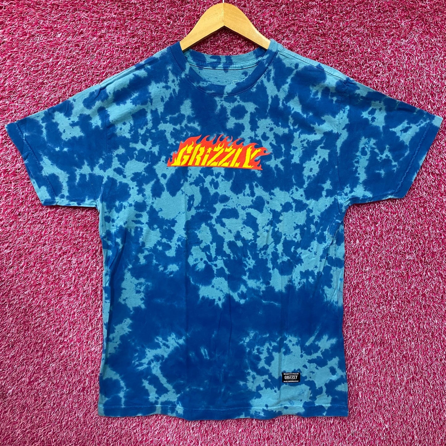 Grizzly Griptape Blue Tie Dye T-Shirt XL