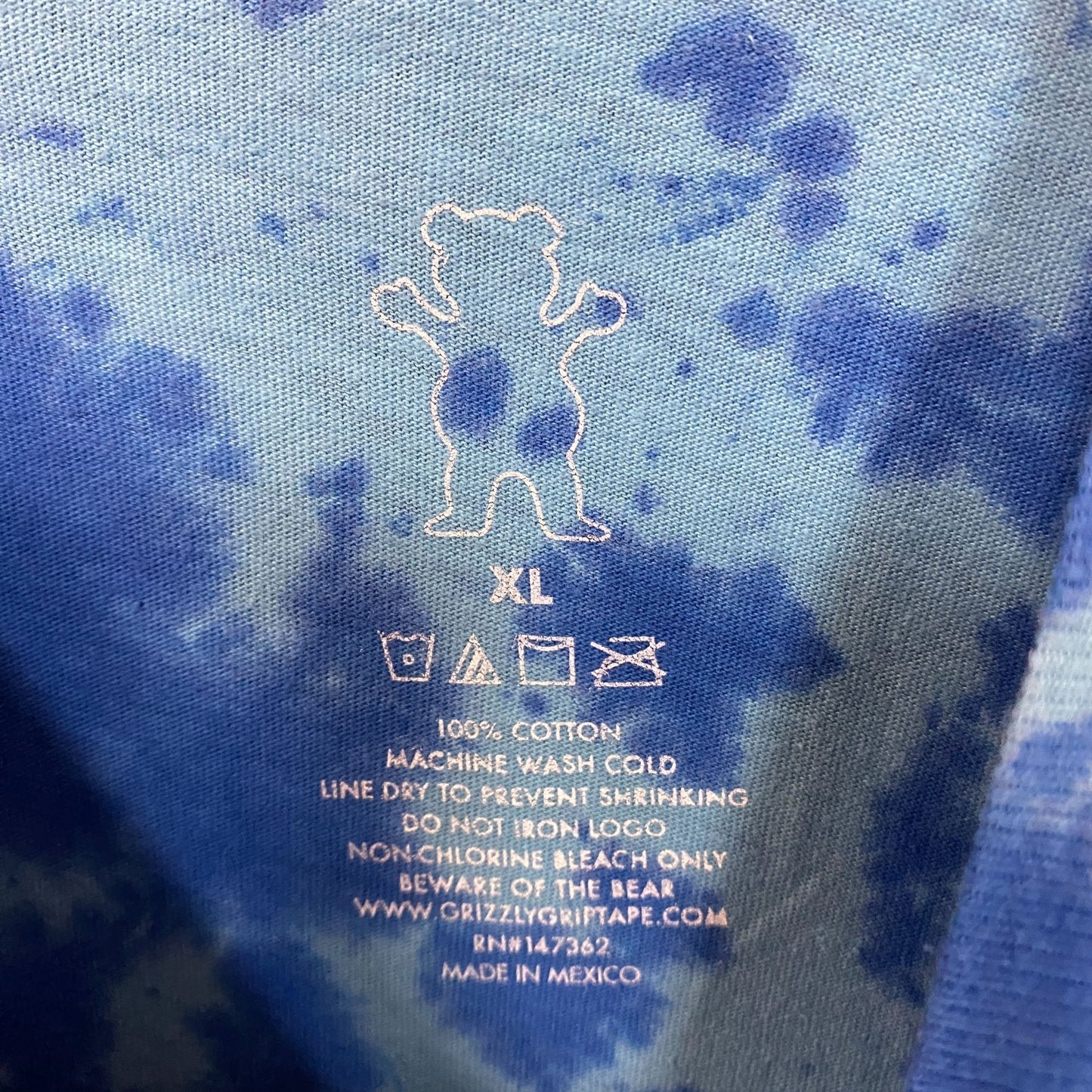 Grizzly Griptape Blue Tie Dye T-Shirt XL