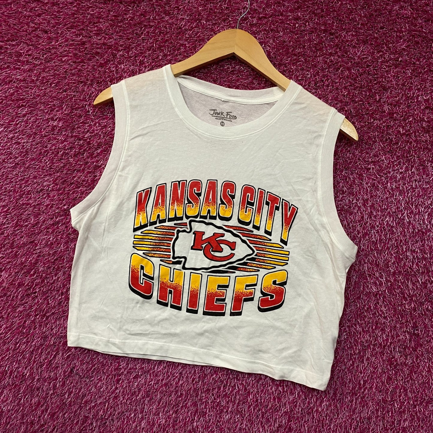 Junk Food NFL Kansas City Chiefs Sleeveless Cropped T-Shirt Medium
