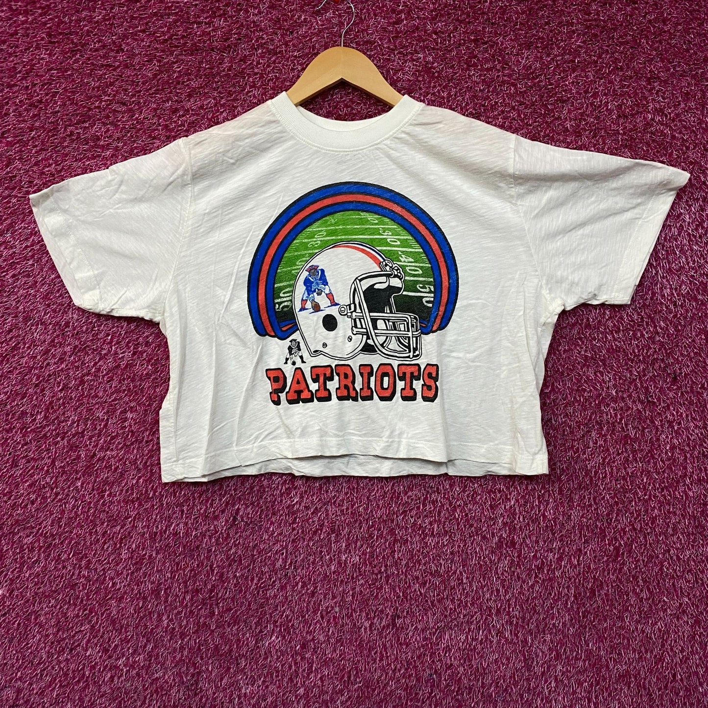 Junk Food Clothing NFL New England Patriots Game Time Women's Mock Neck Crop Tee Large