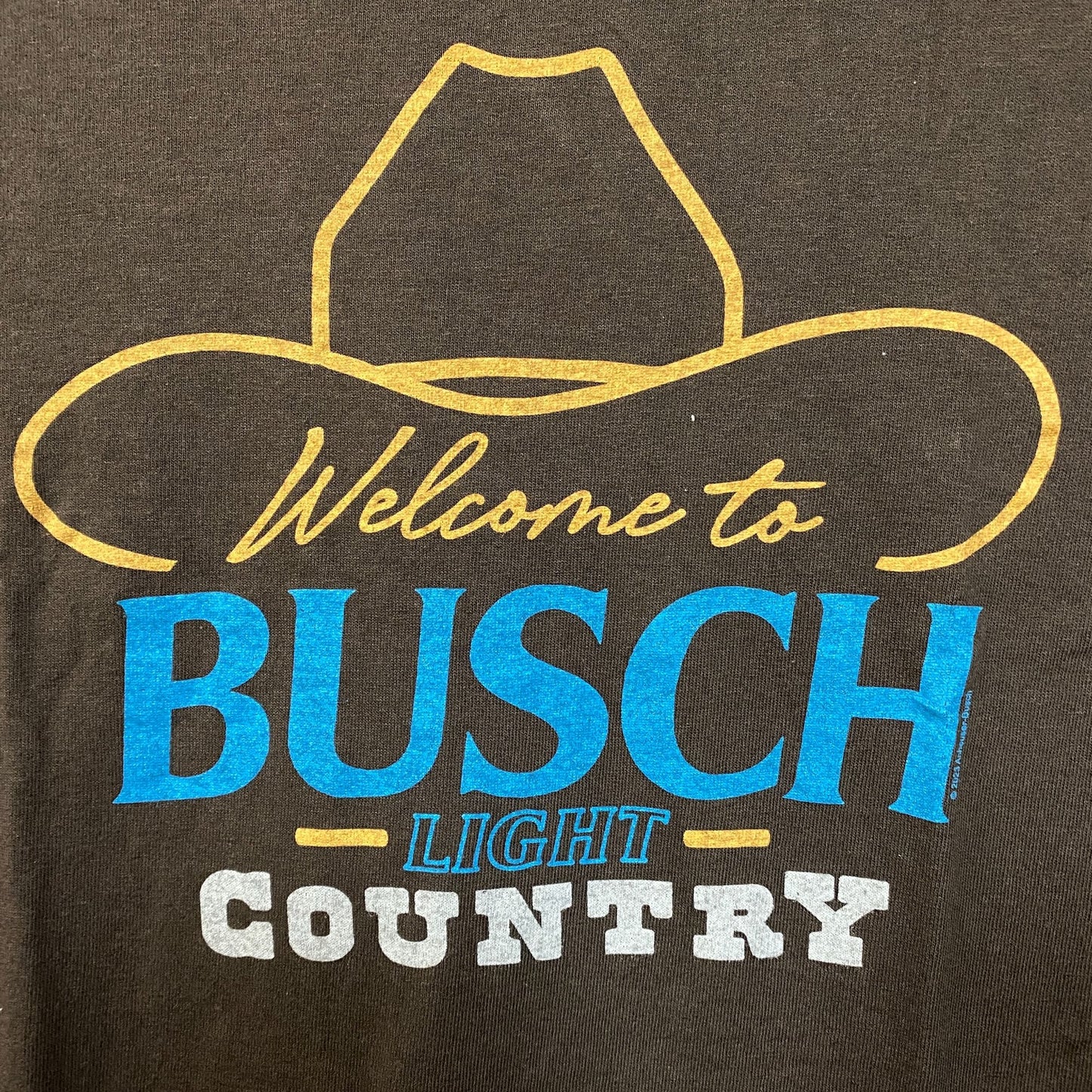 Welcome to Busch Light Country Cowboy Hat Tan T-Shirt Small