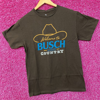 Welcome to Busch Light Country Cowboy Hat Tan T-Shirt Small