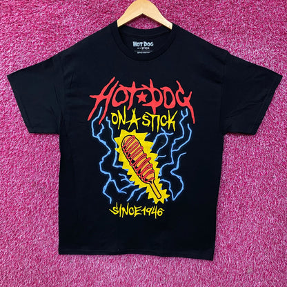 Hot Dog on a Stick 1946 Corndog Black Graphic T-Shirt Large