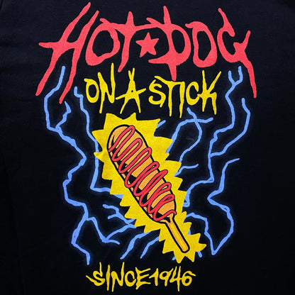 Hot Dog on a Stick 1946 Corndog Black Graphic T-Shirt Large