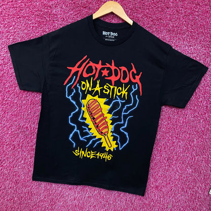 Hot Dog on a Stick 1946 Corndog Black Graphic T-Shirt Large