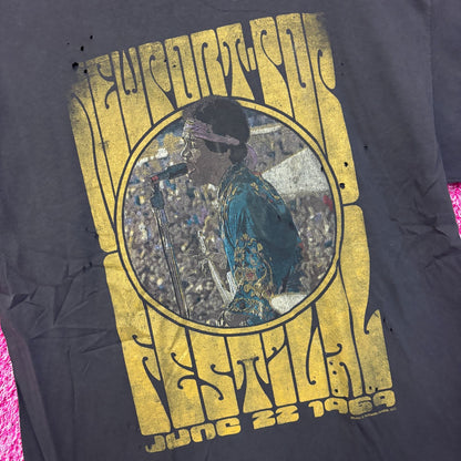 Jimi Hendrix 1969 Newport Pop Festival Distressed Tee XL