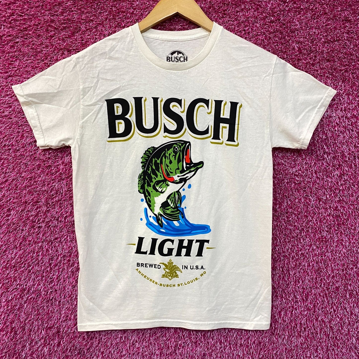 Busch Busch Light Brewed for Fishermen Colorway Beige T-Shirt Small