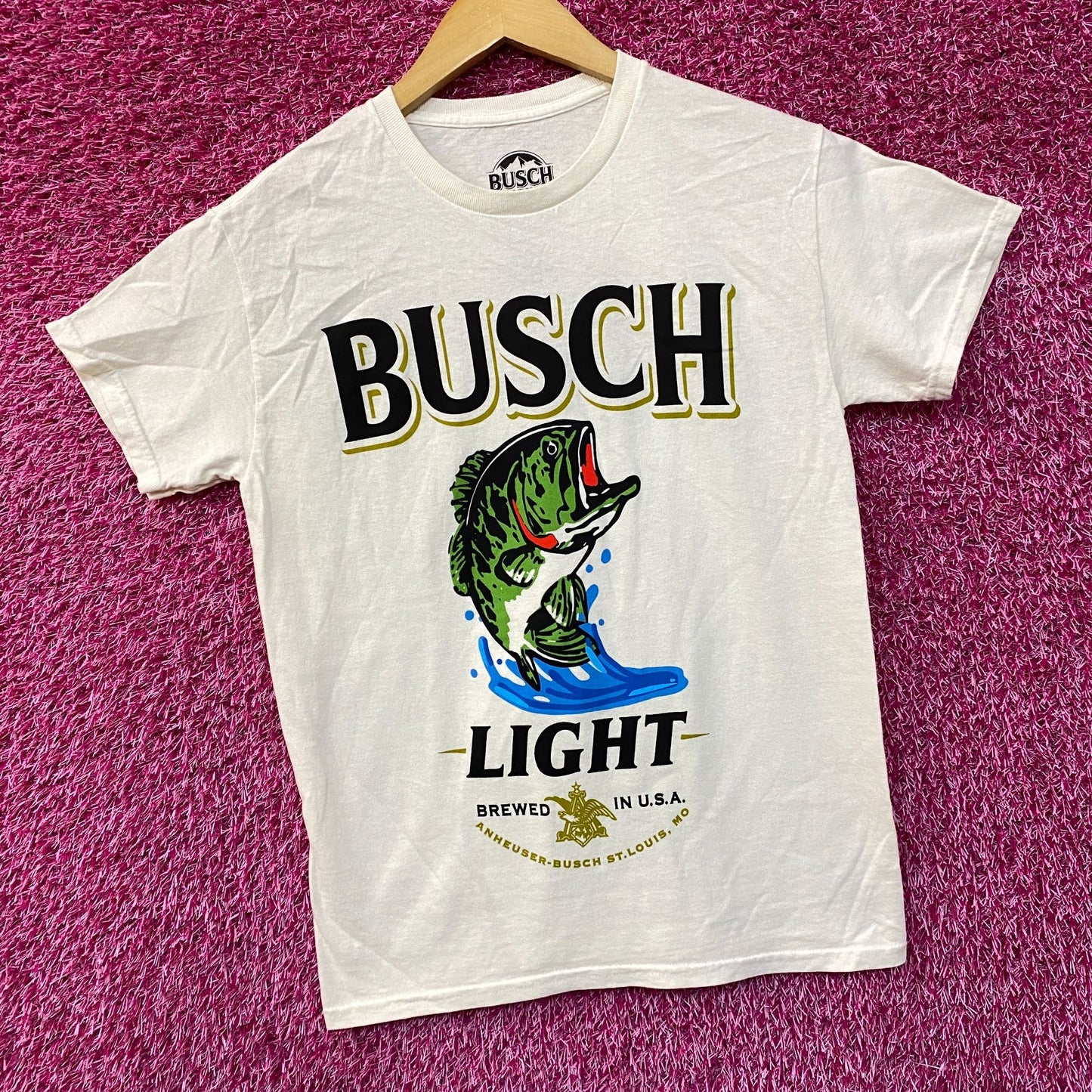 Busch Busch Light Brewed for Fishermen Colorway Beige T-Shirt Small