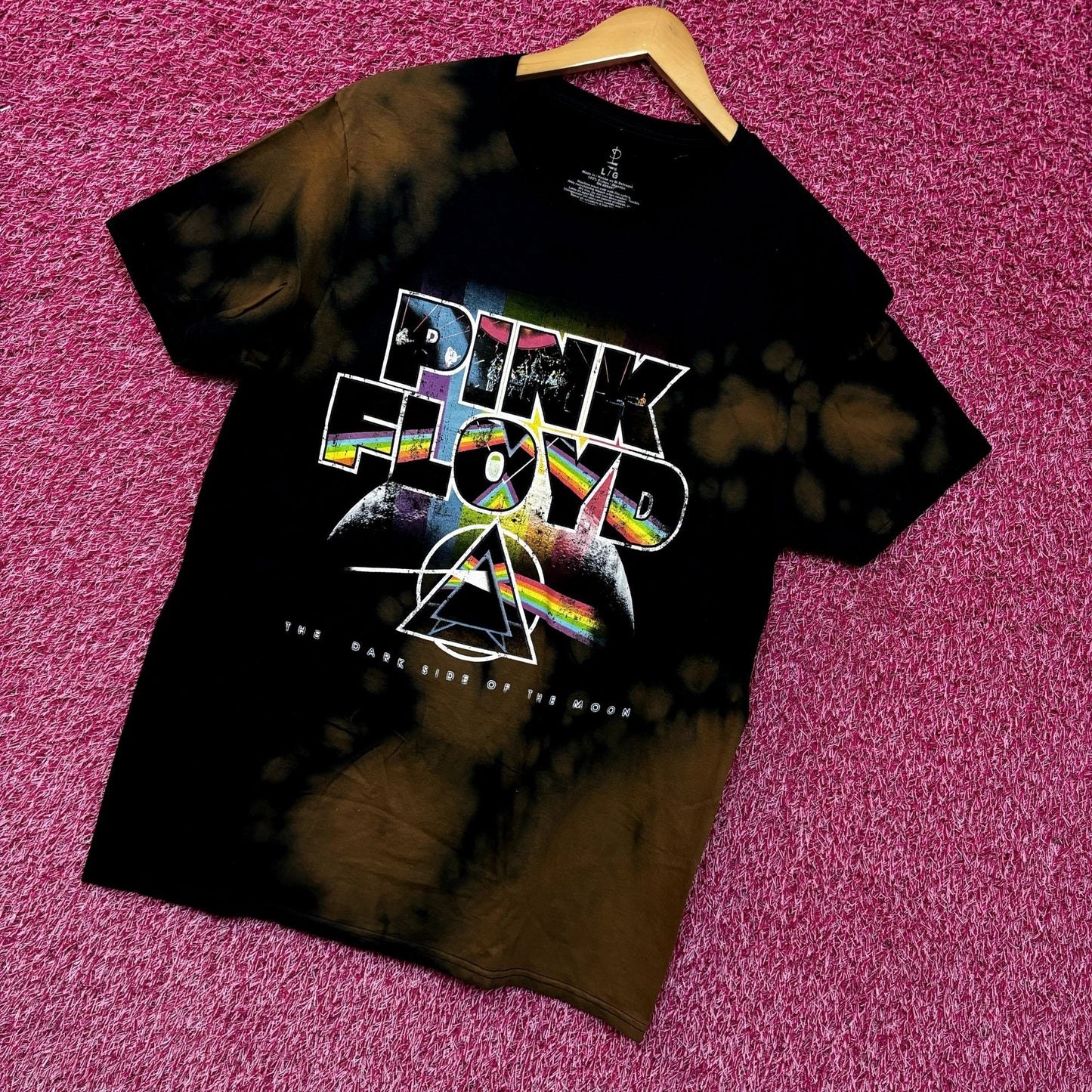 Pink Floyd Dark Side of the Moon Psychedelic Rock Bleach Dye L
