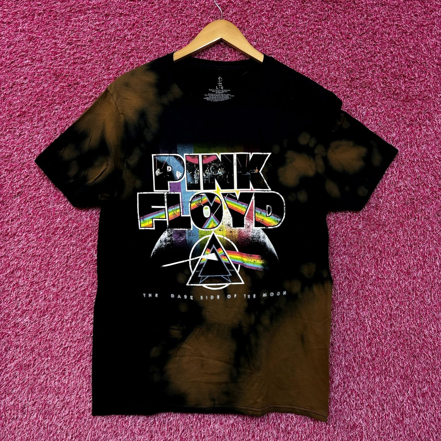 Pink Floyd Dark Side of the Moon Psychedelic Rock Bleach Dye L