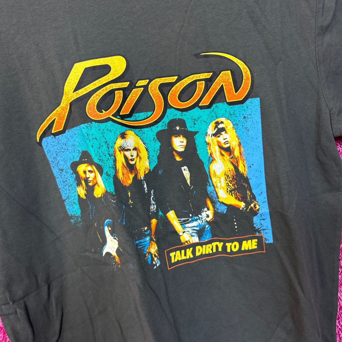 Poison Talk Dirty to Me Poster Oversized Glam Metal Tee M