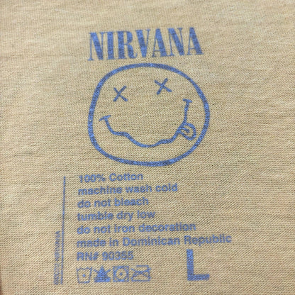 Nirvana Spell-Out Nevermind Smiley Face Grunge Tee L