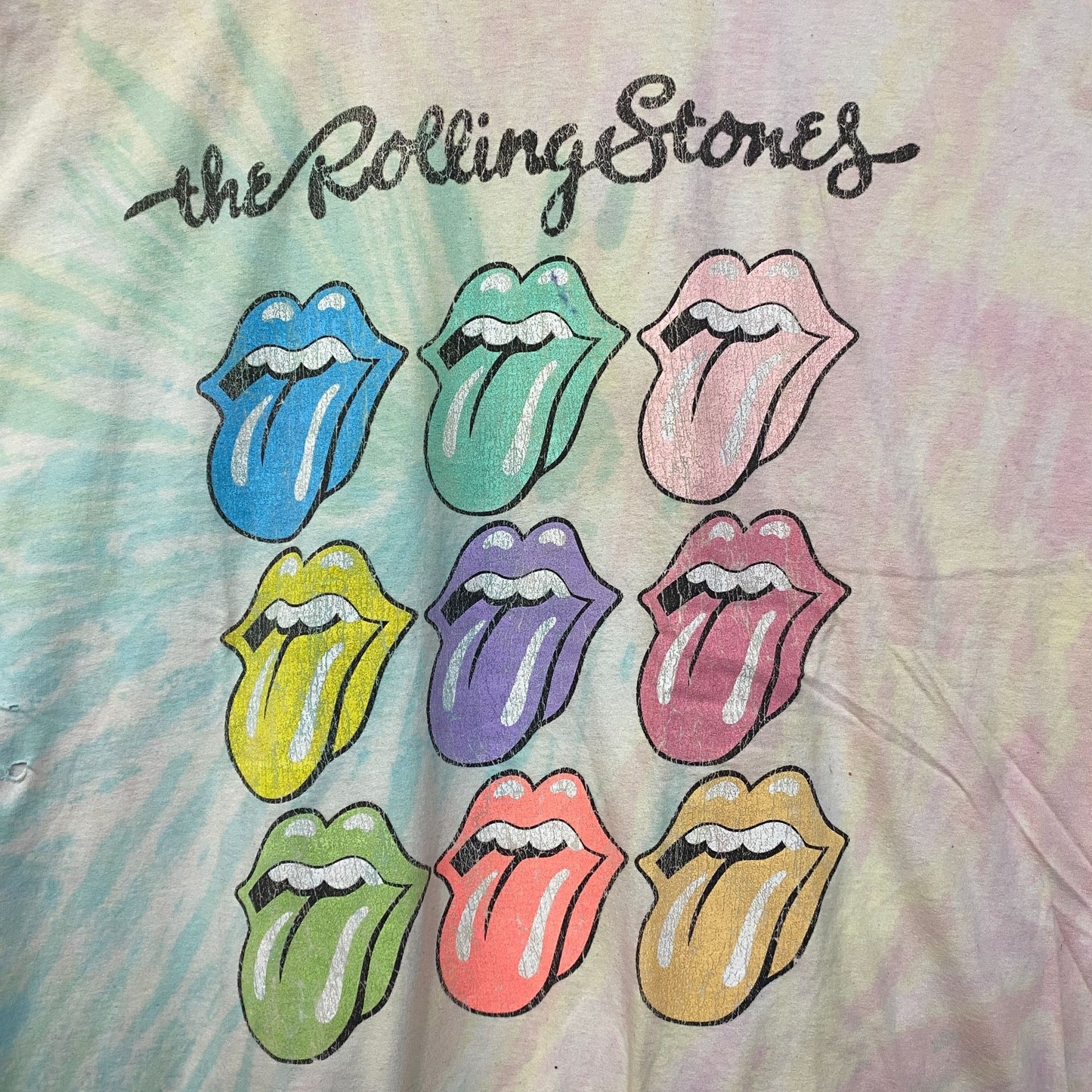 The Rolling Stones Hot Lips Pop Art Rock Pastel Tie Dye XL