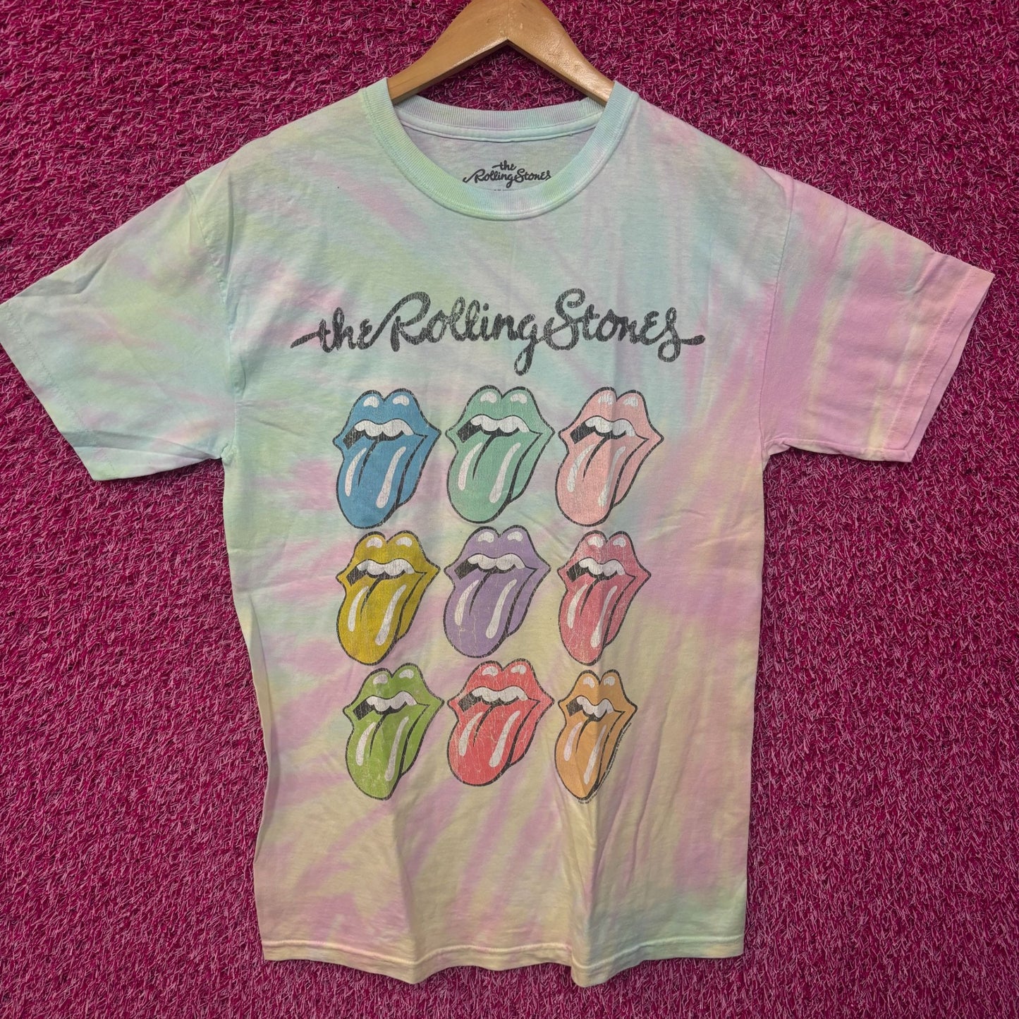The Rolling Stones Hot Lips Pop Art Rock Pastel Tie Dye M