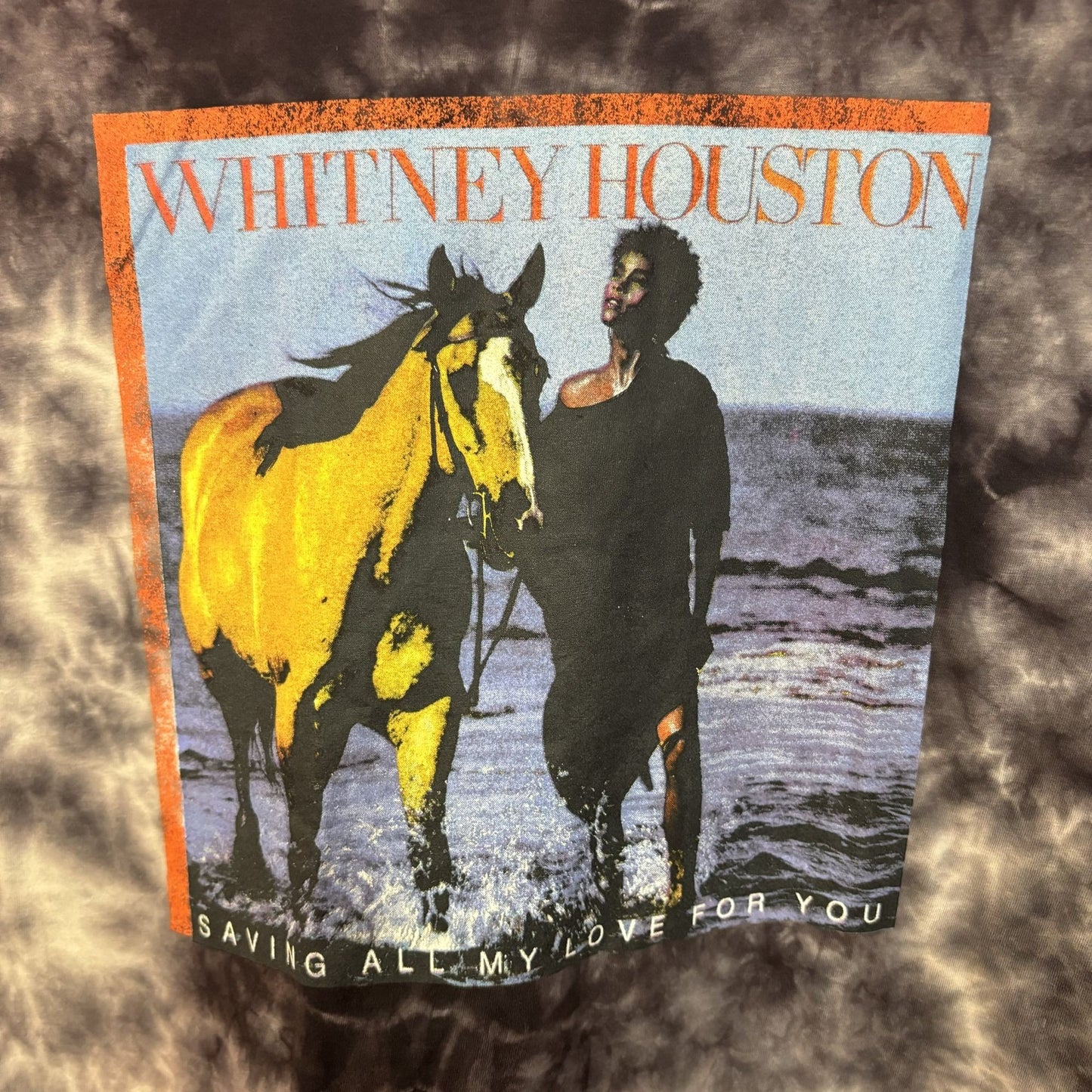 Whitney Houston Self-Titled Album Cover tie dye Tee size small