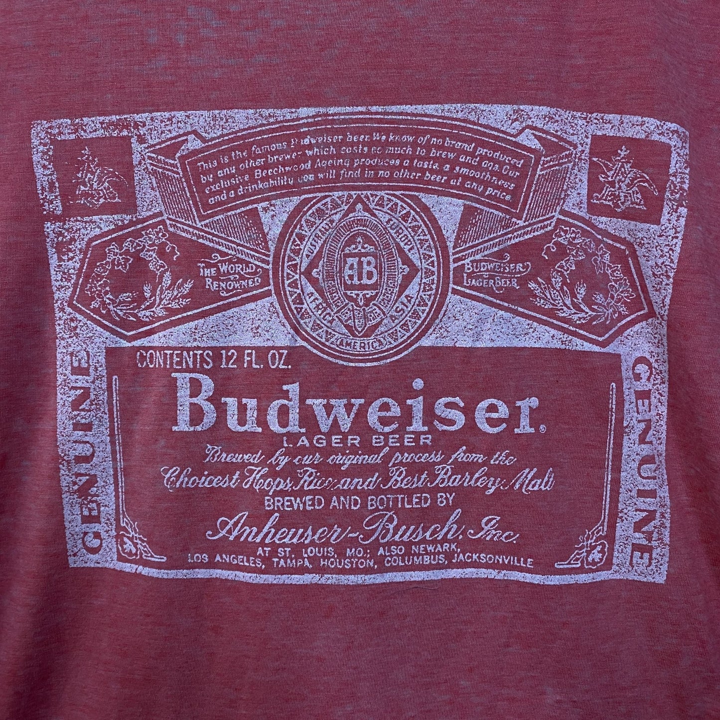 Budweiser King Of Beer 1980'S Vintage Style Logo Graphic T-Shirt Medium