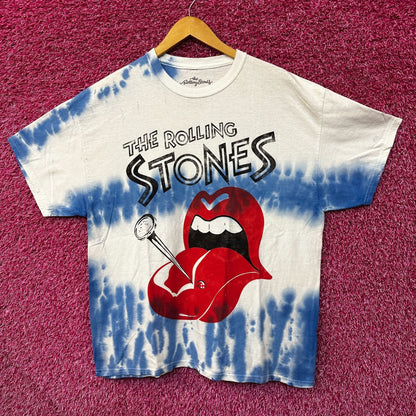 The Rolling Stones Hot Lips Tie Dye Blue Oversized T-Shirt  Size Large
