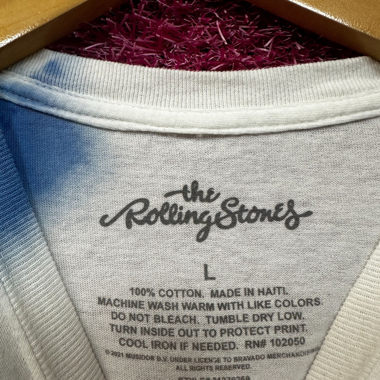 The Rolling Stones Hot Lips Tie Dye Blue Oversized T-Shirt  Size Large