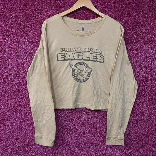 Junk Food Clothing Philadelphia Eagles Women's Brown Cropped Long-Sleeve Tee Large