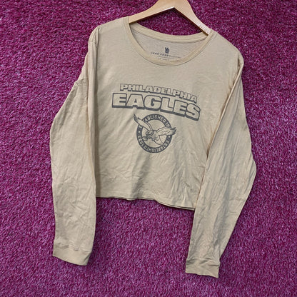 Junk Food Clothing Philadelphia Eagles Women's Brown Cropped Long-Sleeve Tee Large
