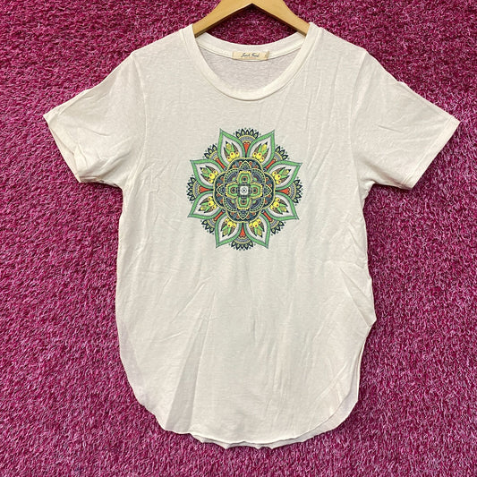 Floral Bee Mandala Psychedelisch Frauen T-Shirt Small