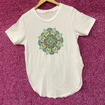 Floral Bee Mandala Psychedelisch Frauen T-Shirt Small