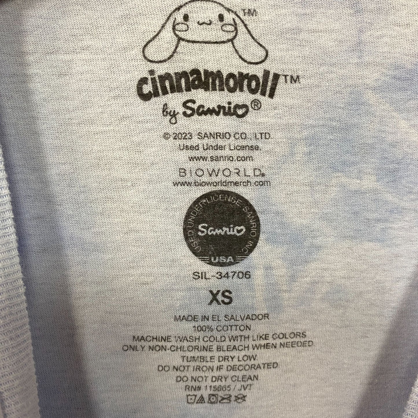 Sanrio Cinnamoroll Strawberry Kawaii Blue Graphic Print Shimmer T-Shirt Extra Small