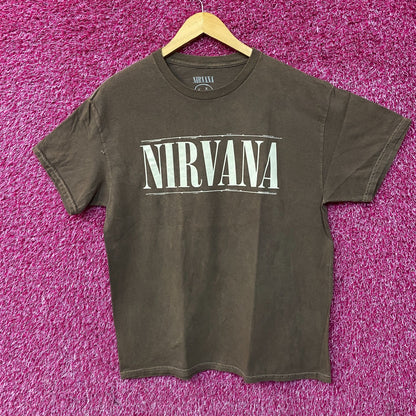 Nirvana Nevermind Smiley Logo Grunge T-Shirt Large
