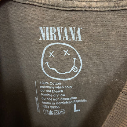 Nirvana Nevermind Smiley Logo Grunge T-Shirt Large