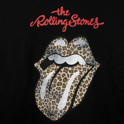 Rolling Stones Leopard Print Tongue Graphic Women's T-Shirt Large