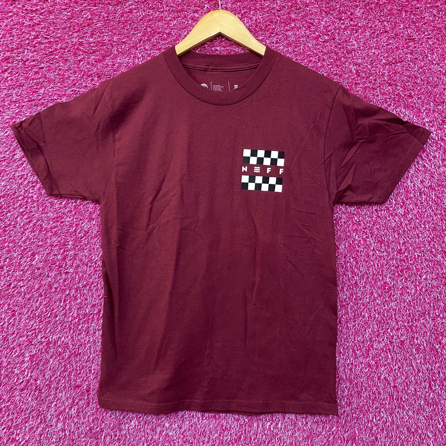Neff Burgandy Streetwear Logo Tshirt size small