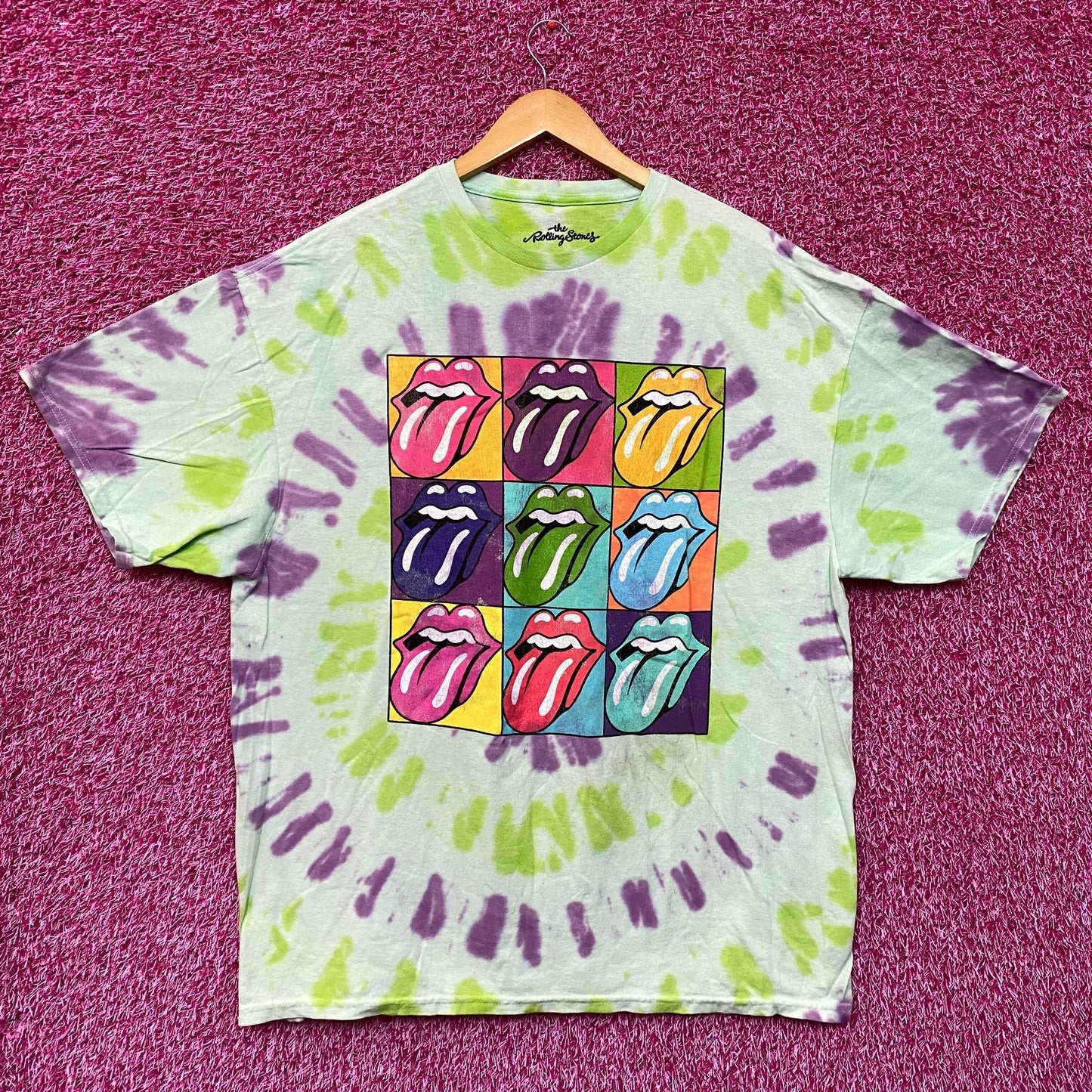 The Rolling Stones Hot Lips Pop Art Rock Tie Dye XL