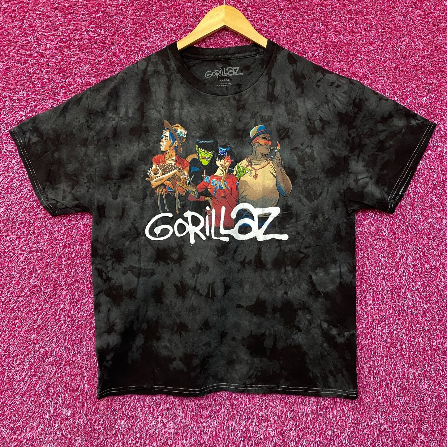 Gorillaz Y2K Black Tie Dye Tshirt size Large