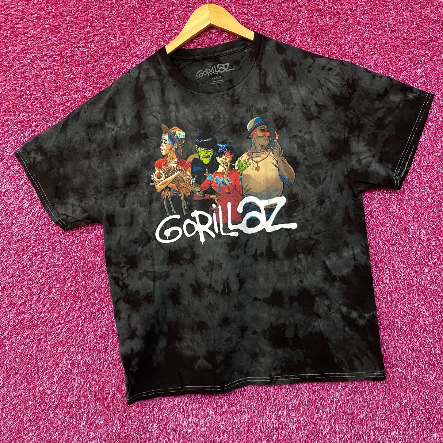 Gorillaz Y2K Black Tie Dye Tshirt size Large
