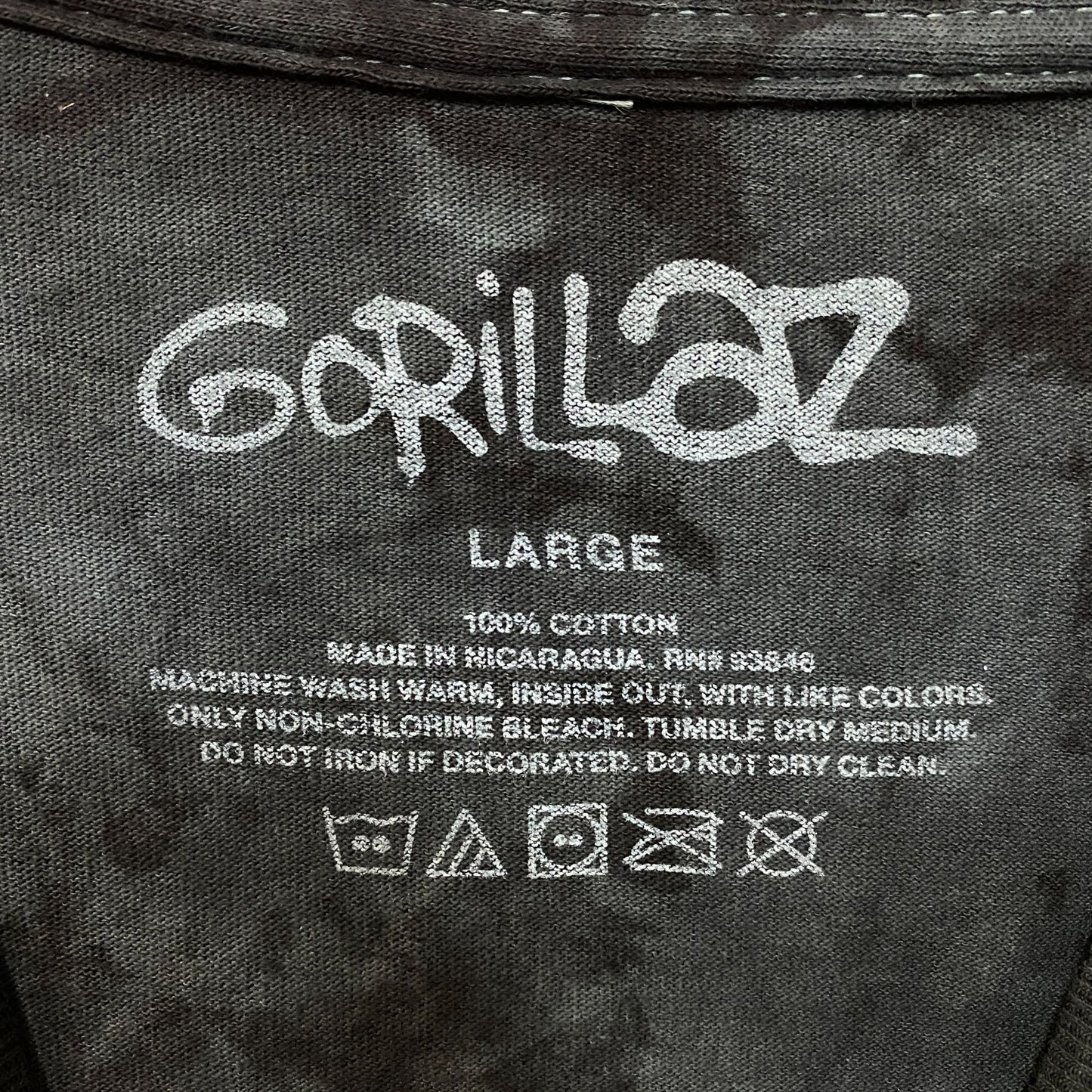 Gorillaz Y2K Black Tie Dye Tshirt size Large